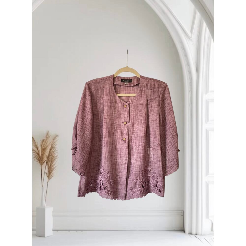 Natural Basic Purple Short Sleeve Cardigan Size Large :)